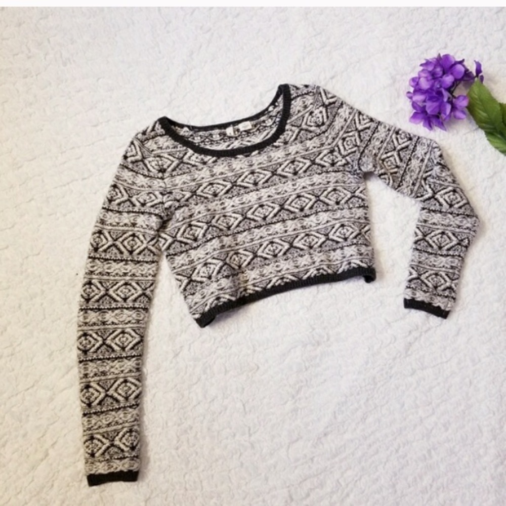 NWOT Anthropologie Moth crop gray/white sweater